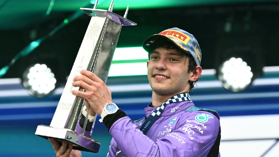 Antonelli celebra su victoria en el Gran Premio de Miami