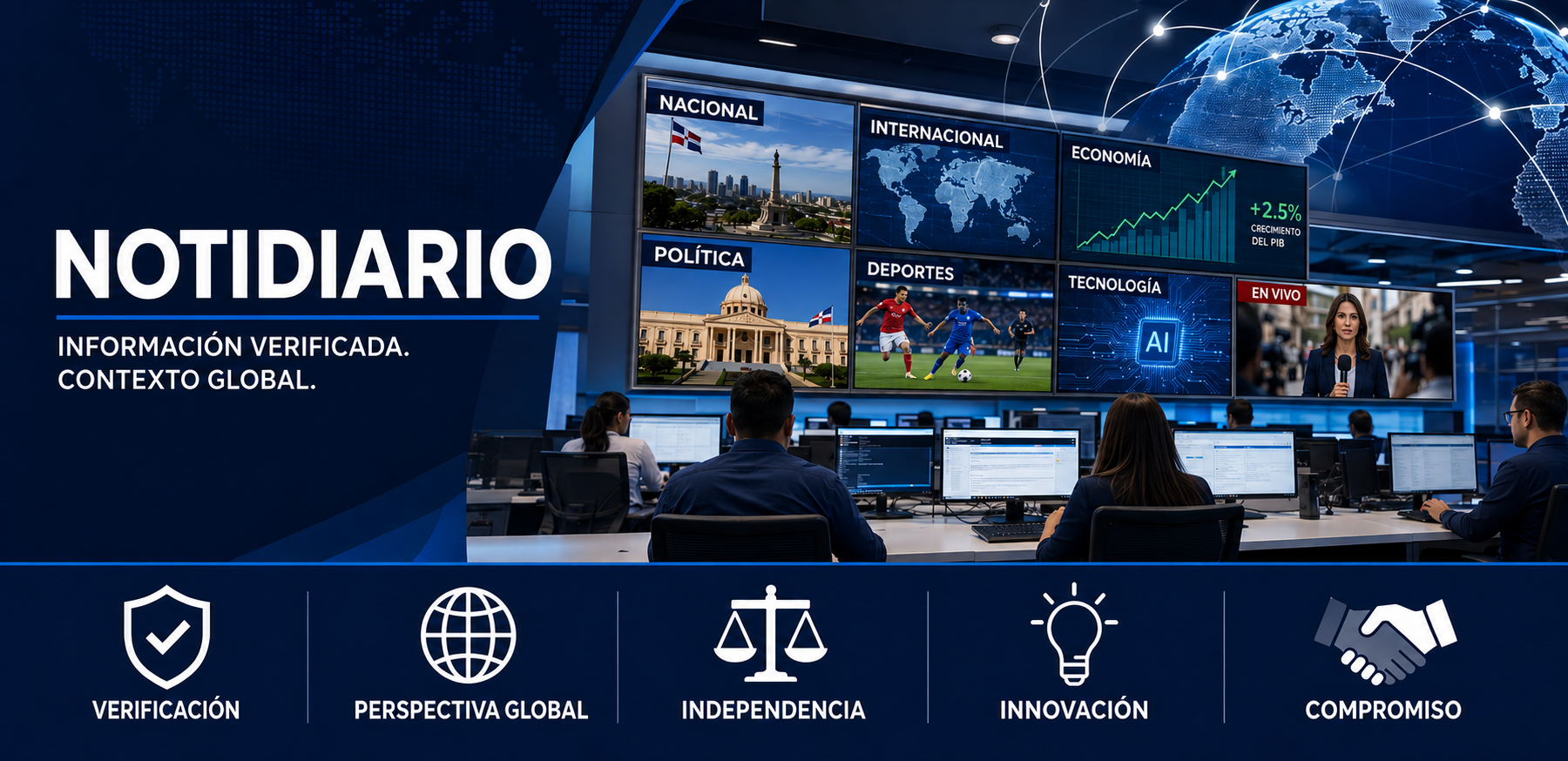 Sala de redacción de Notidiario, medio digital de noticias con cobertura nacional e internacional.